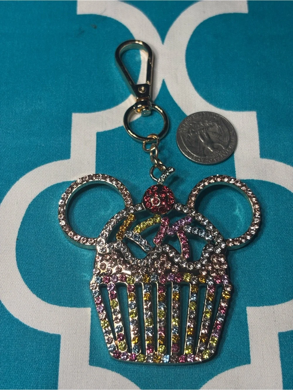 New Disney Rhinestone Multicolor Cupcake Keychain Charm - Unbranded